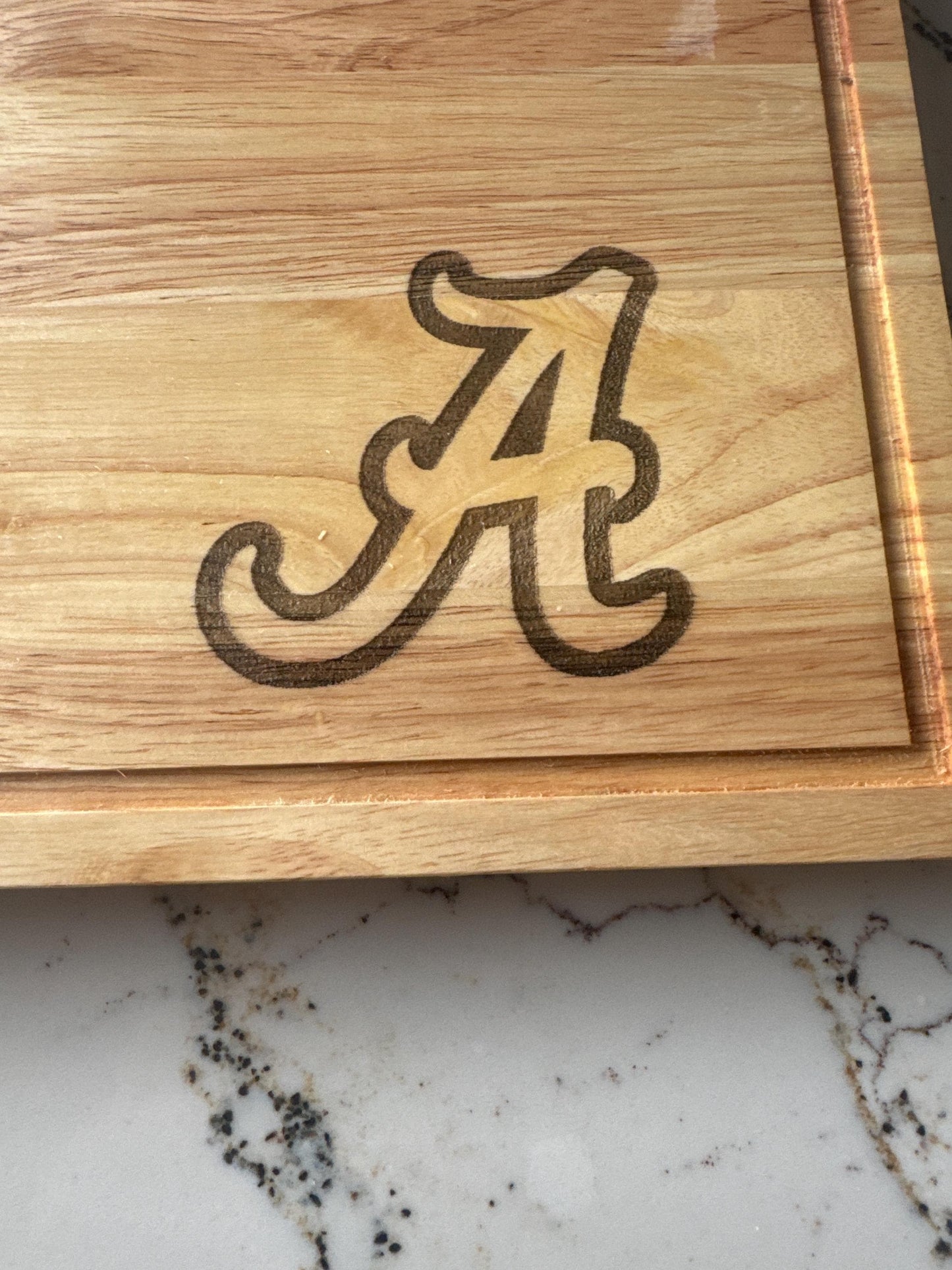 University of Alabama Crimson Tide SOLID Handmade / CNC Carved and laser etched Charcuterie Board / Cutting Board .  Officially Licensed